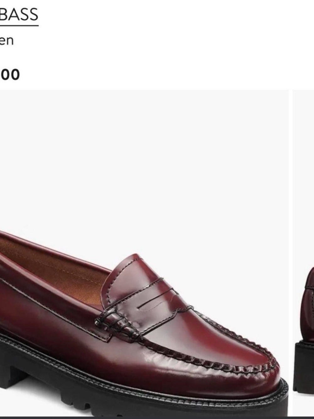 G.H. Bass Wine Whitney Super Lug Sole Penny Loafers - Picture 8 of 8